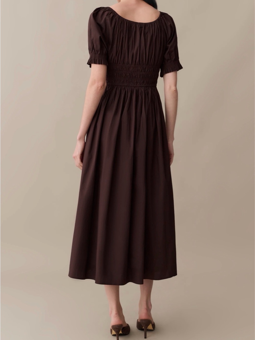 Few Moda | Sorella Atelier Fenella Cotton Dress in Dark Brown - Picture 3 of 5